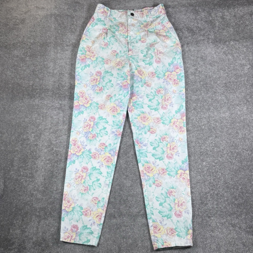 Vintage Chic Pants Women's 10/11 Pastel Floral Bareback Straight Leg